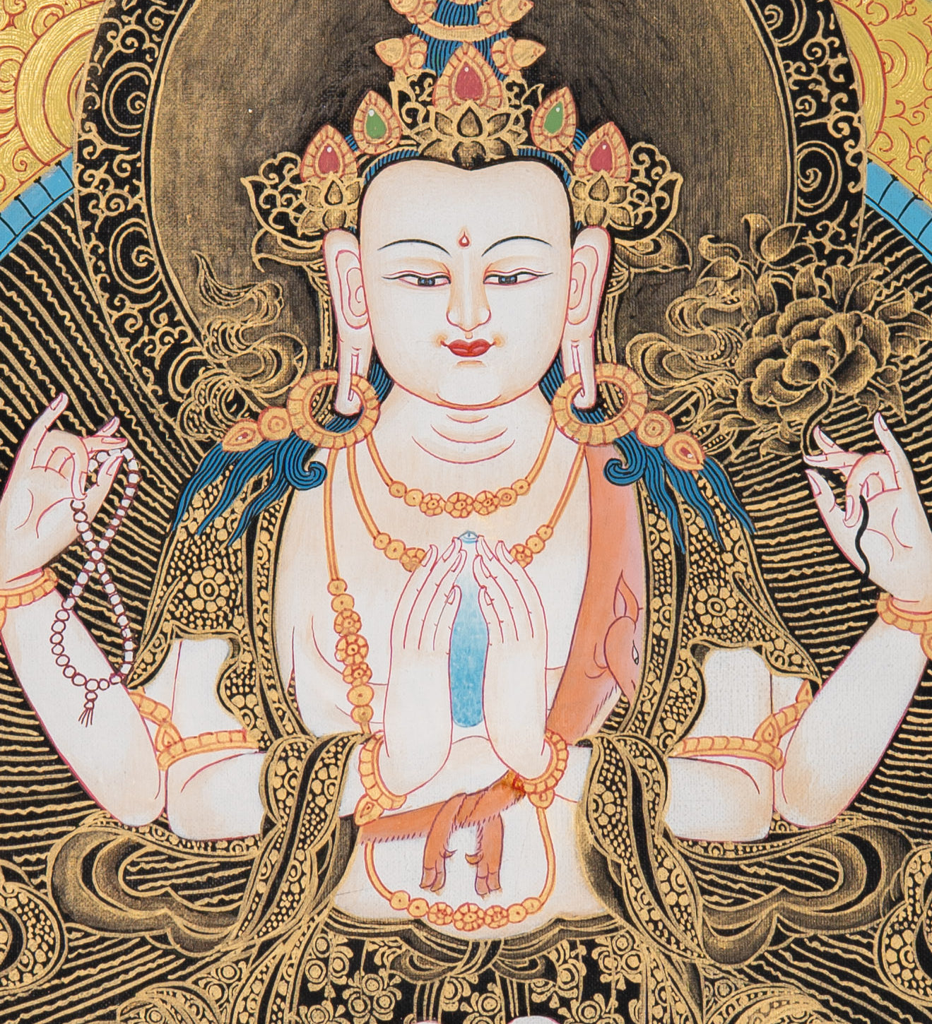 Thangka Painting of Chenrezig - Handpainted Art