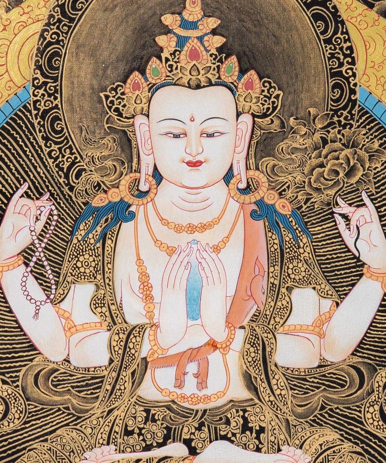 Thangka Painting of Chenrezig - Handpainted Art
