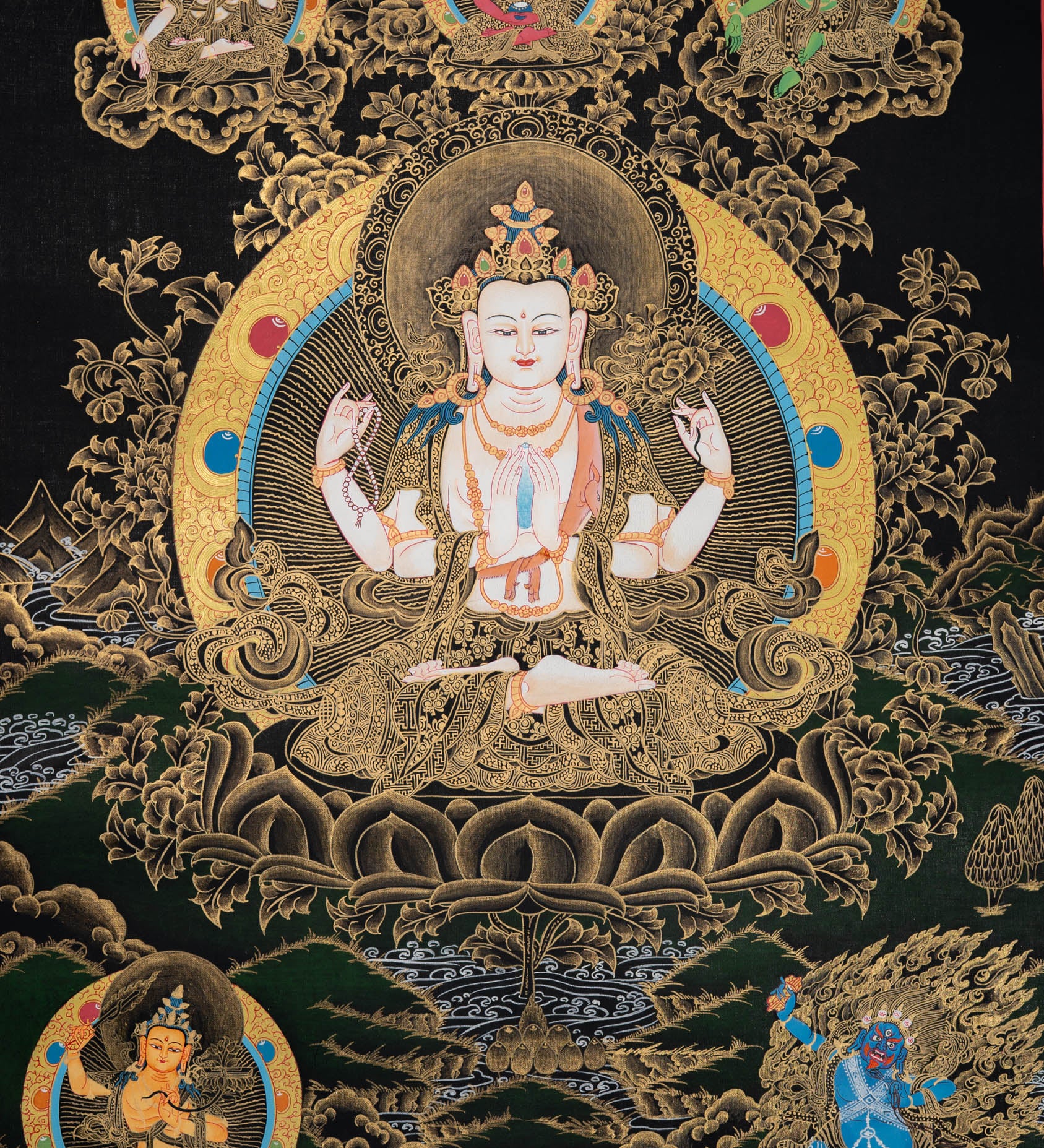 Thangka Painting of Chenrezig - Handpainted Art