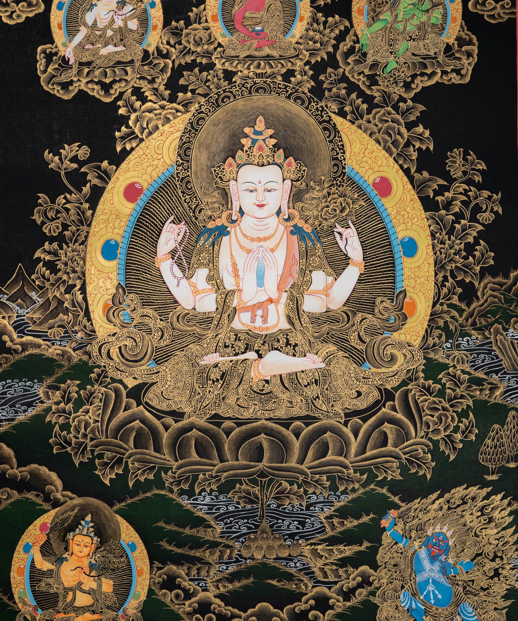 Thangka Painting of Chenrezig - Handpainted Art