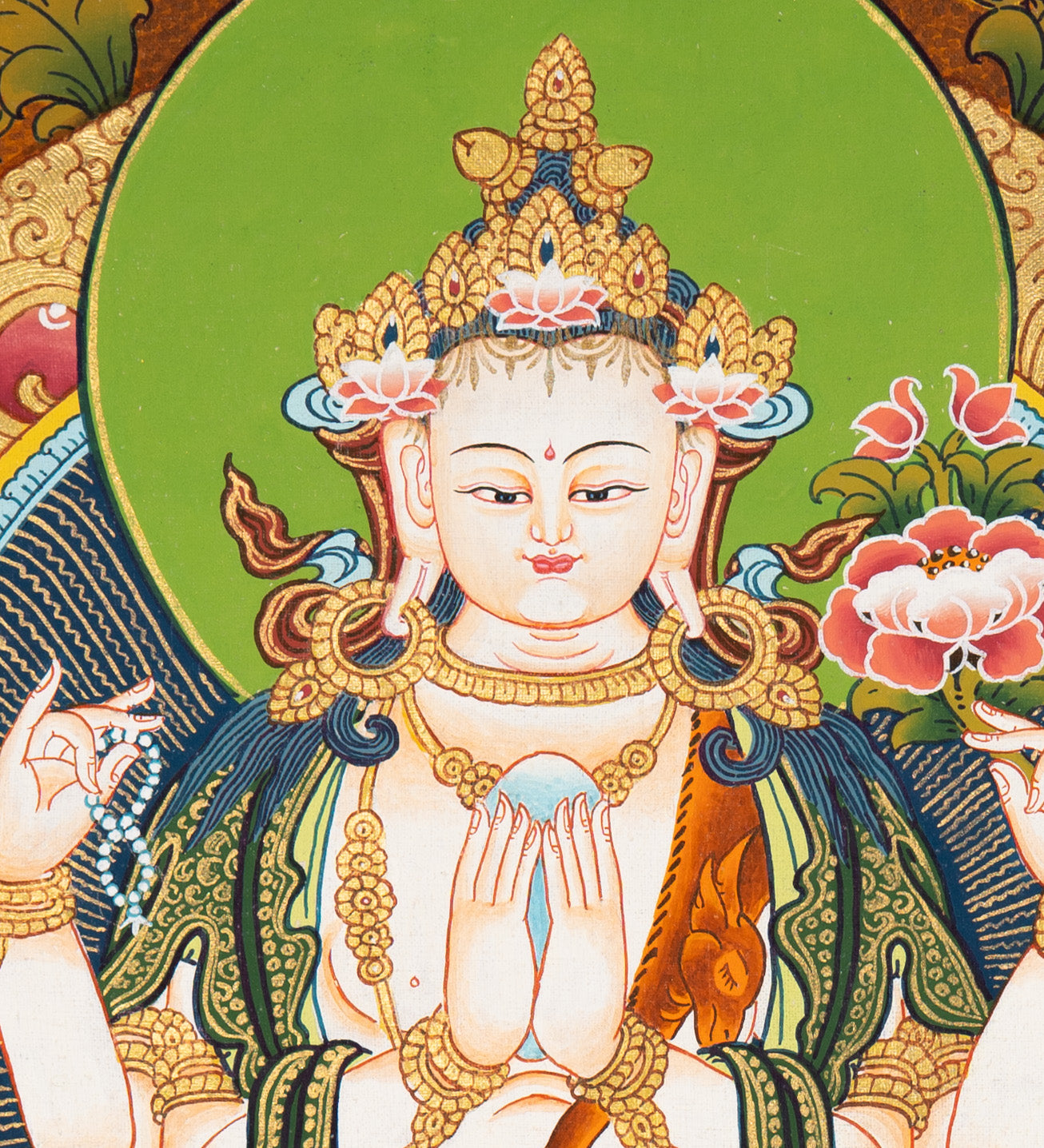 Chenrezig Thangka Painting –  Tibetan Art for Compassion
