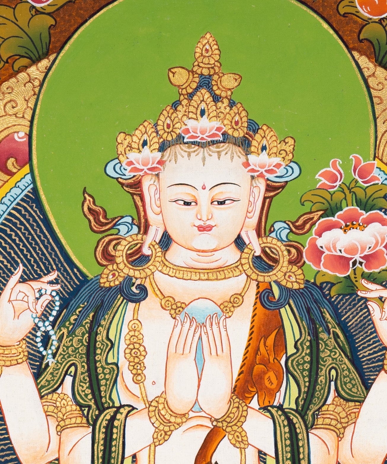 Chenrezig Thangka Painting –  Tibetan Art for Compassion