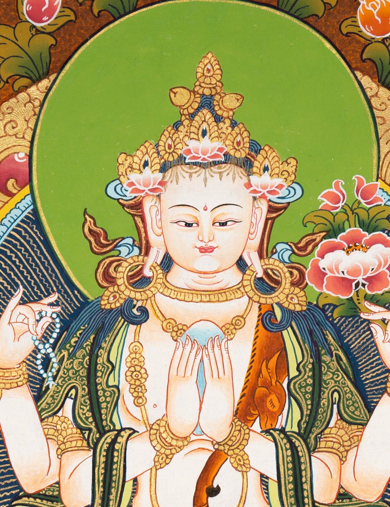 Chenrezig Thangka Painting –  Tibetan Art for Compassion