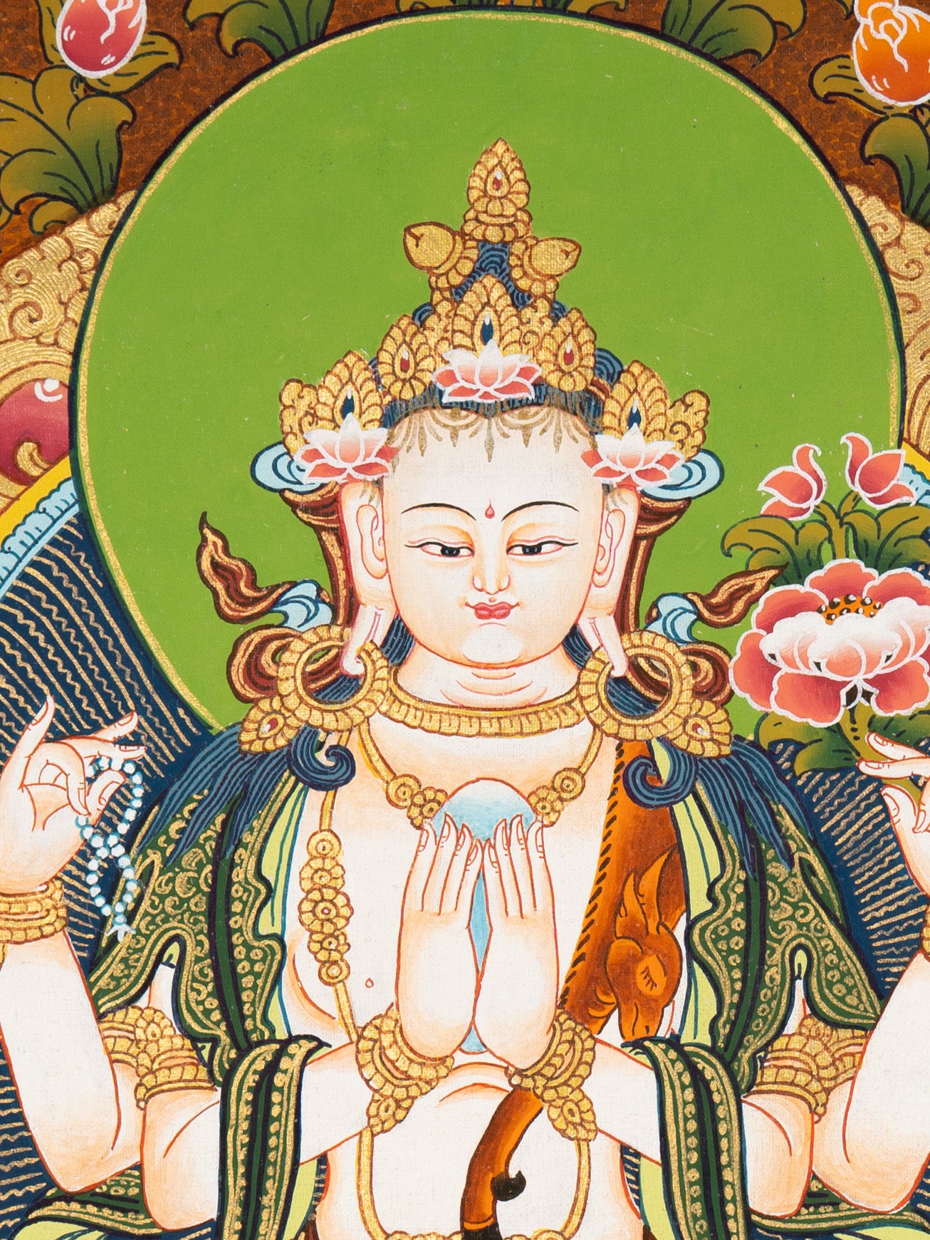 Chenrezig Thangka Painting –  Tibetan Art for Compassion