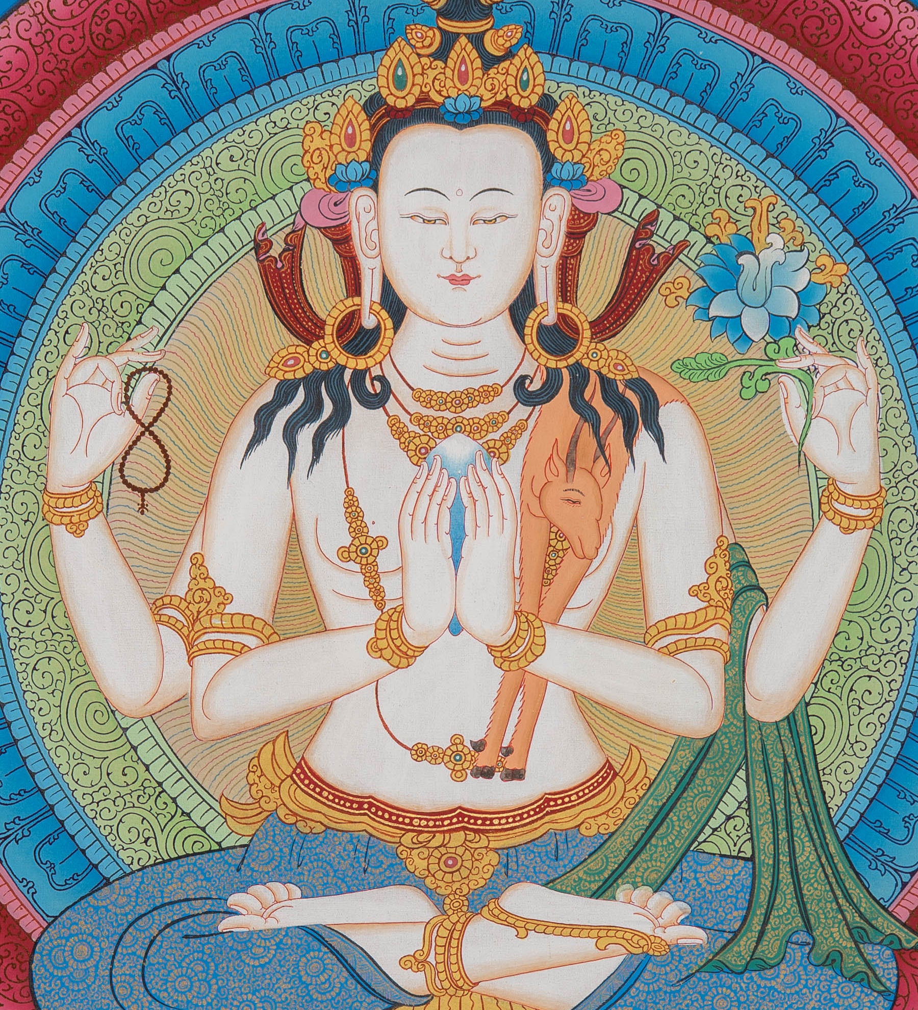 Tibetan Chenrezig Thangka - Sacred Painting