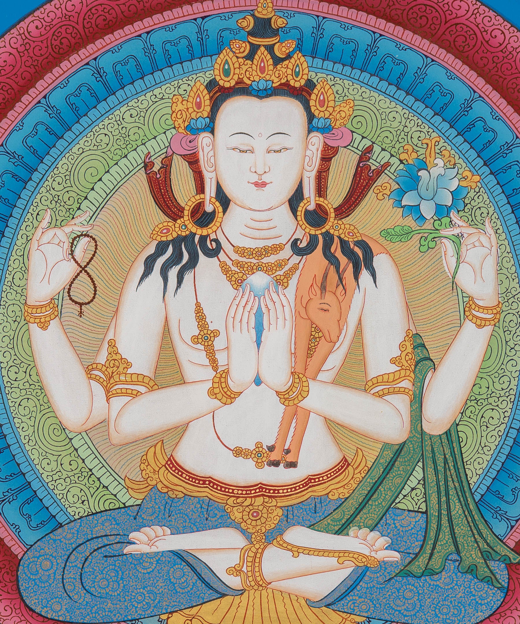 Tibetan Chenrezig Thangka - Sacred Painting