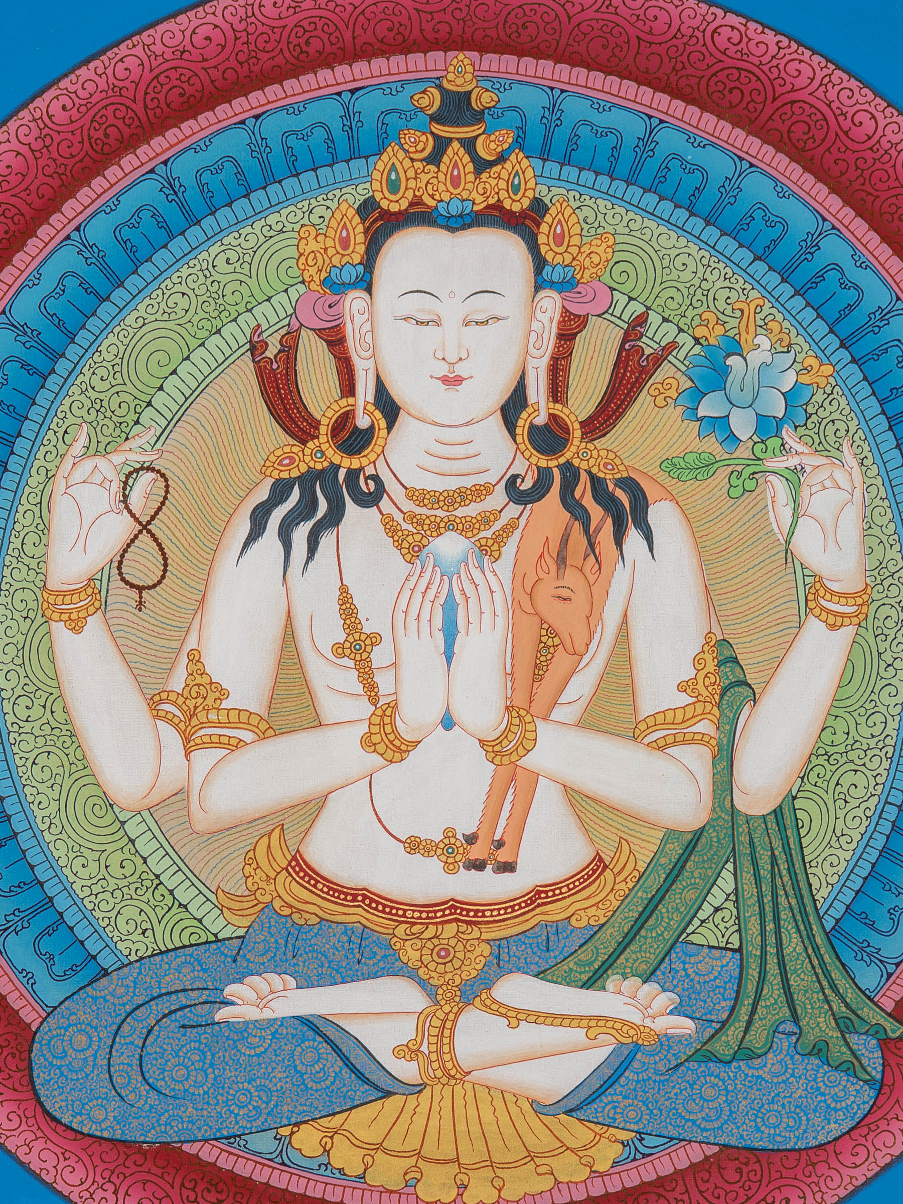 Tibetan Chenrezig Thangka - Sacred Painting