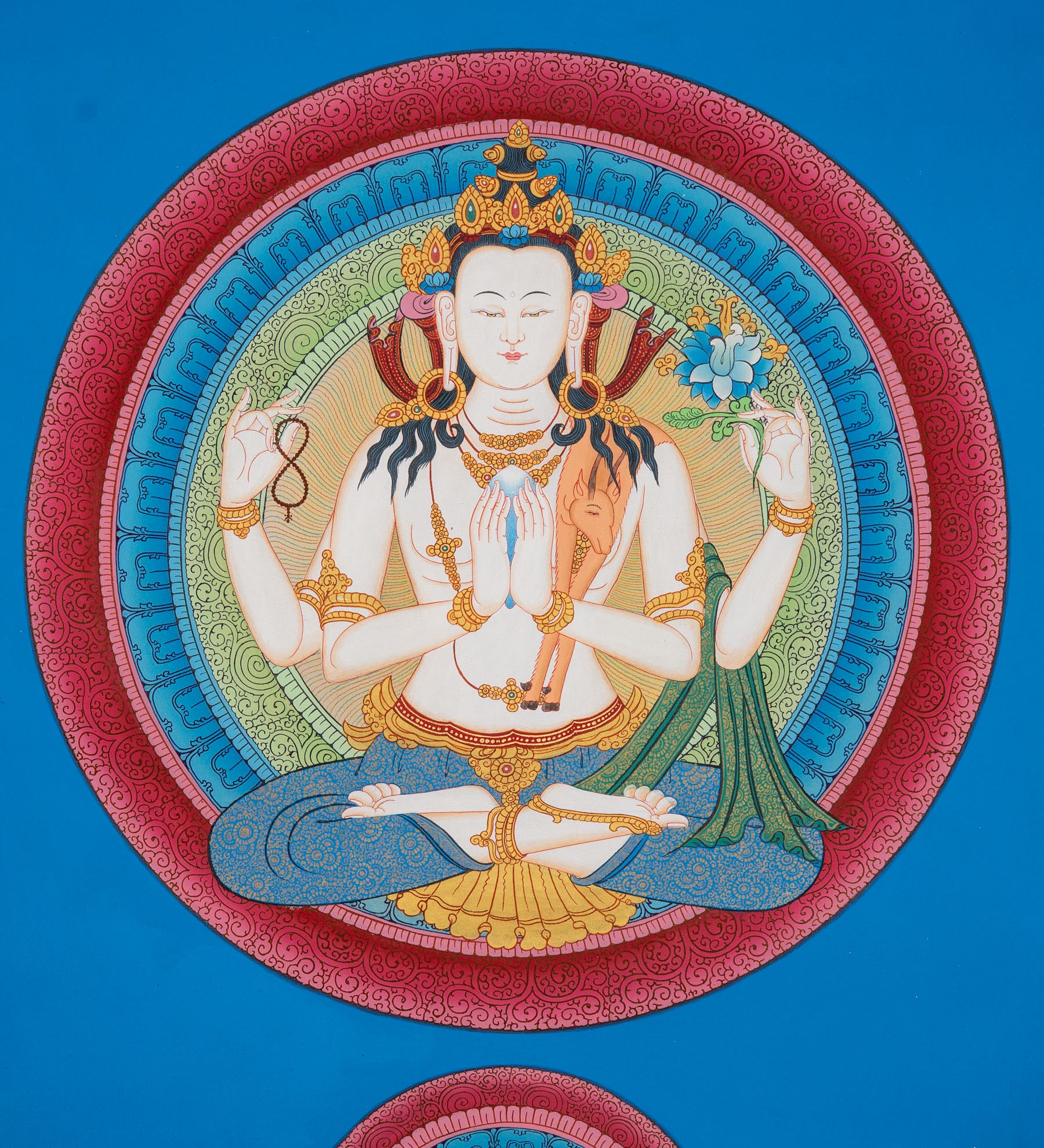 Tibetan Chenrezig Thangka - Sacred Painting