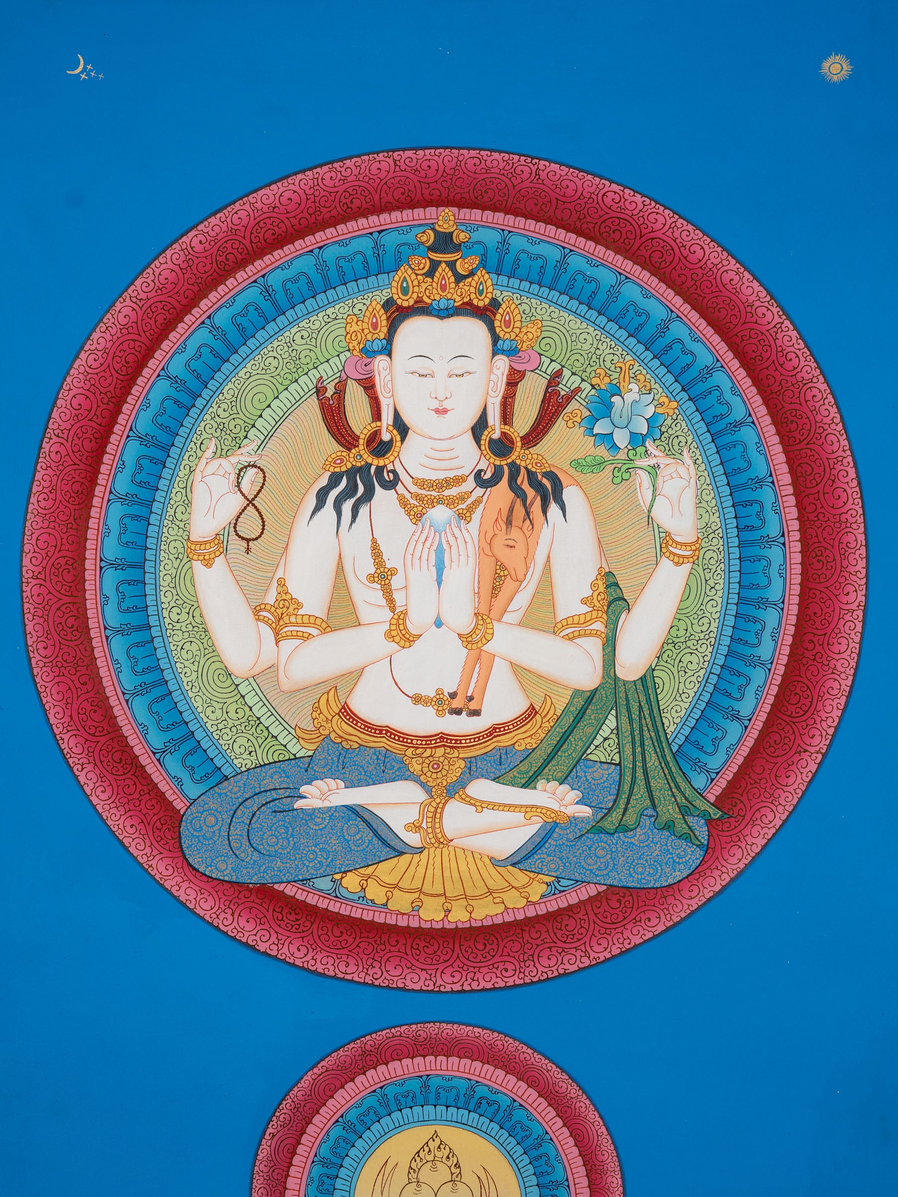 Tibetan Chenrezig Thangka - Sacred Painting