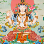 Chenrezig Thangka Painting  - handpainted art