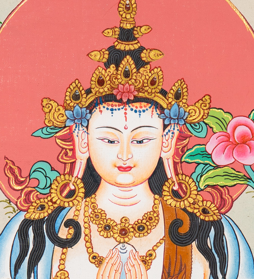 Chenrezig Thangka Painting  - handpainted art