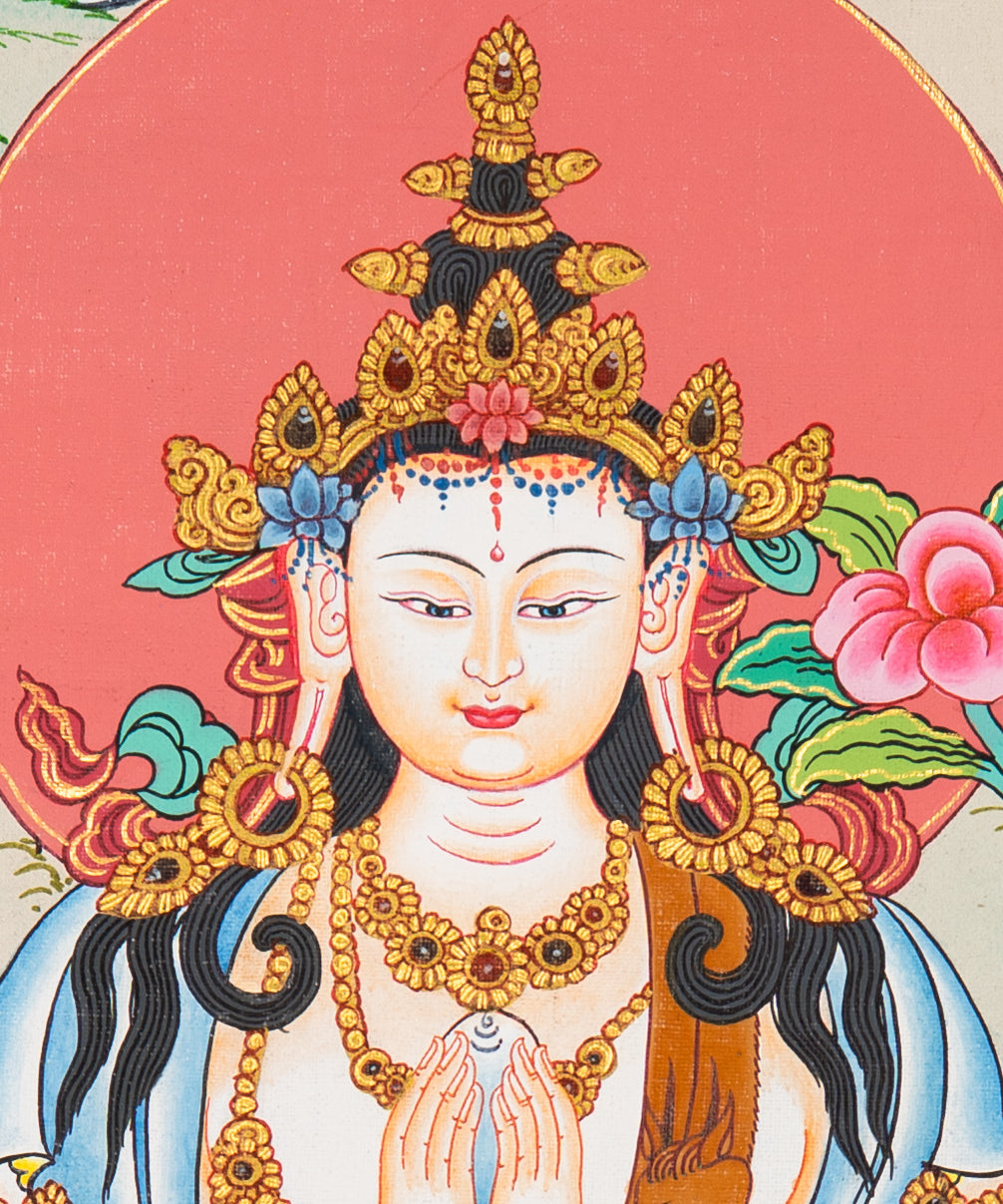 Chenrezig Thangka Painting  - handpainted art