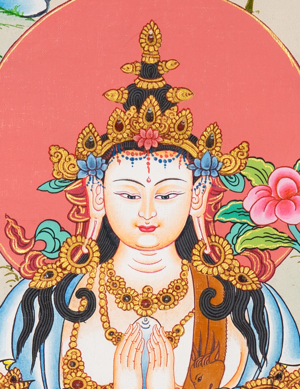 Chenrezig Thangka Painting  - handpainted art