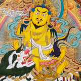 Five Singh Zambhala thangka with Yellow Zambhala riding snow lion