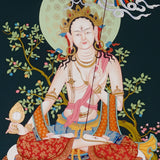 Dukkar thangka painting White Umbrella Goddess Tibetan protective deity with multiple arms seated on lotus