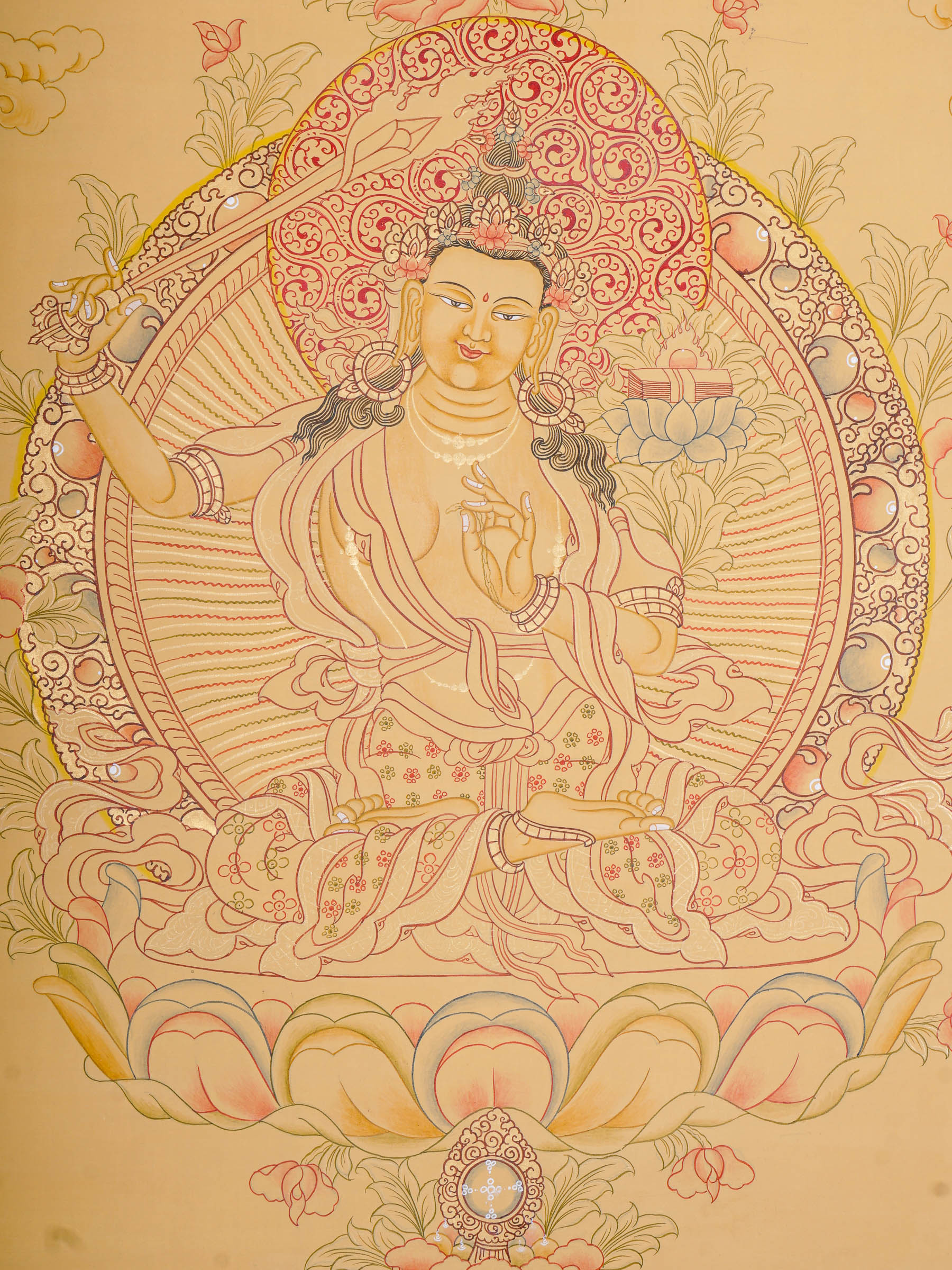 Handpainted Manjushree Thangka Painting