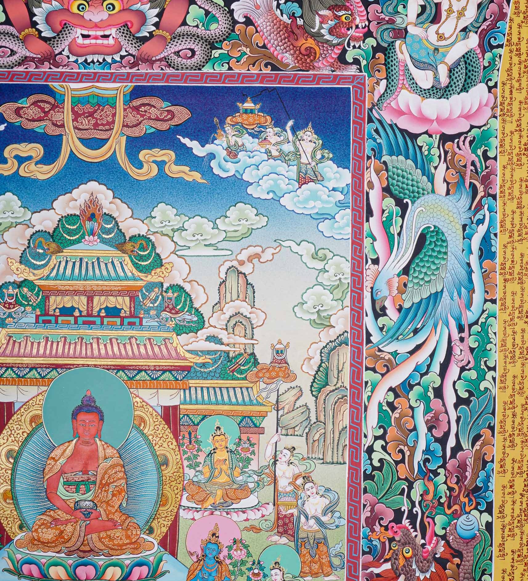 Handpainted Amitabha Temple - Tibetan Thangka