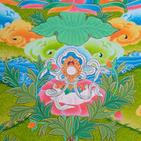 Chenrezig Thangka Painting with two deities