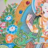 Chenrezig Thangka Painting with two deities