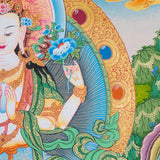 Chenrezig Thangka Painting with two deities