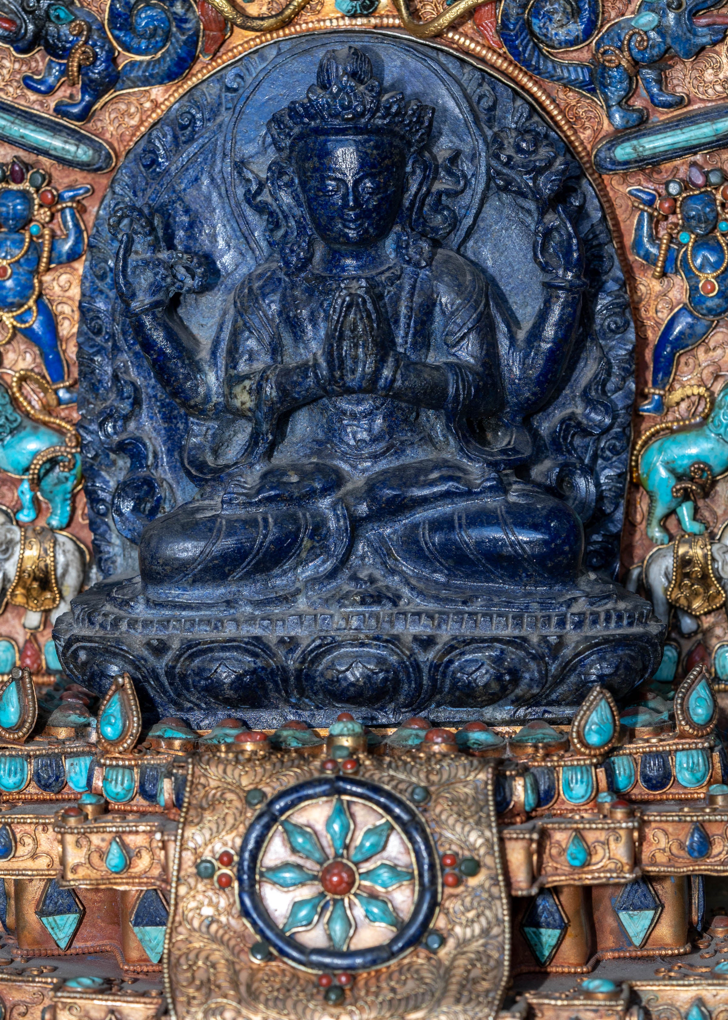 Chengresi Statue on Lapis Stone.