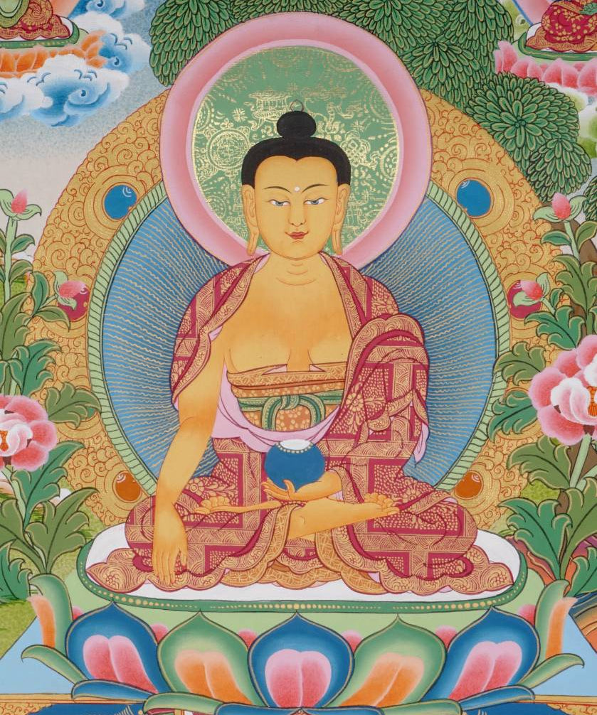 Five Dhyani Buddhas Thangka - Sacred Painting