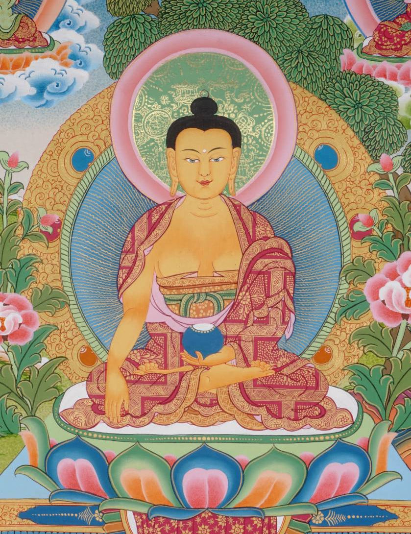 Five Dhyani Buddhas Thangka - Sacred Painting