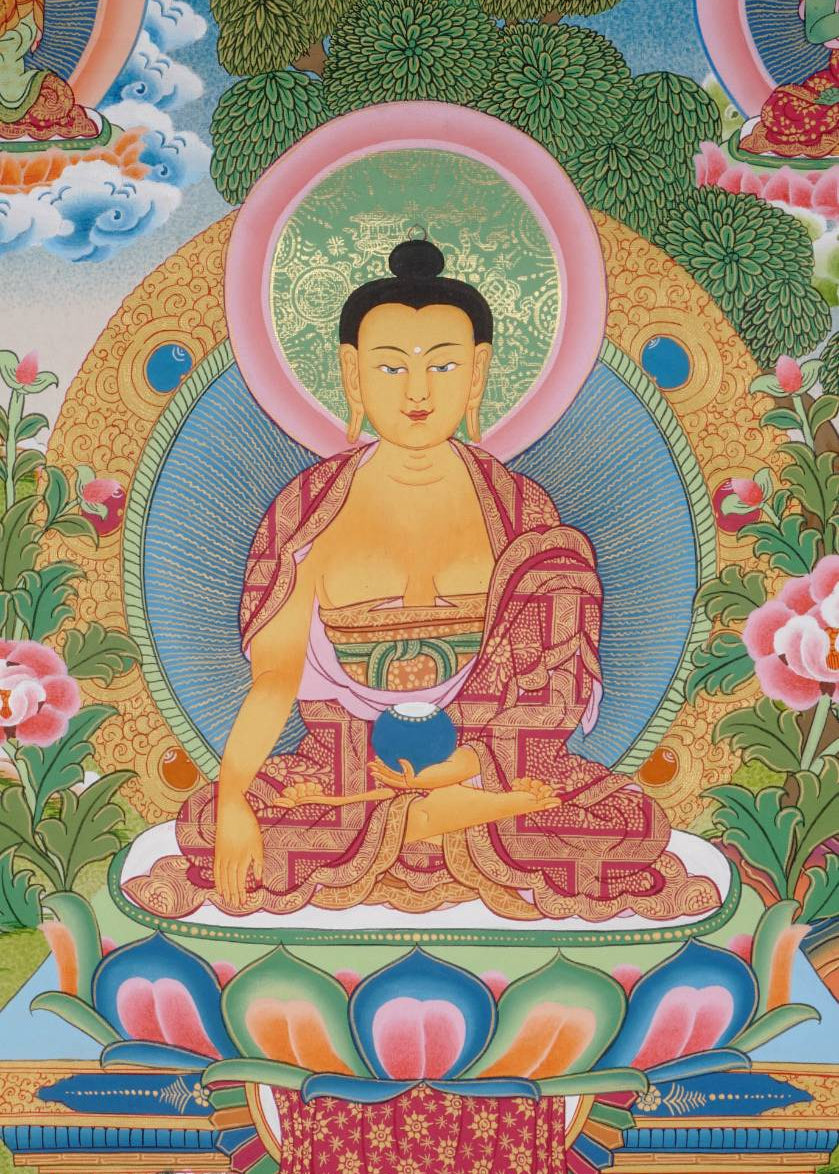 Five Dhyani Buddhas Thangka - Sacred Painting
