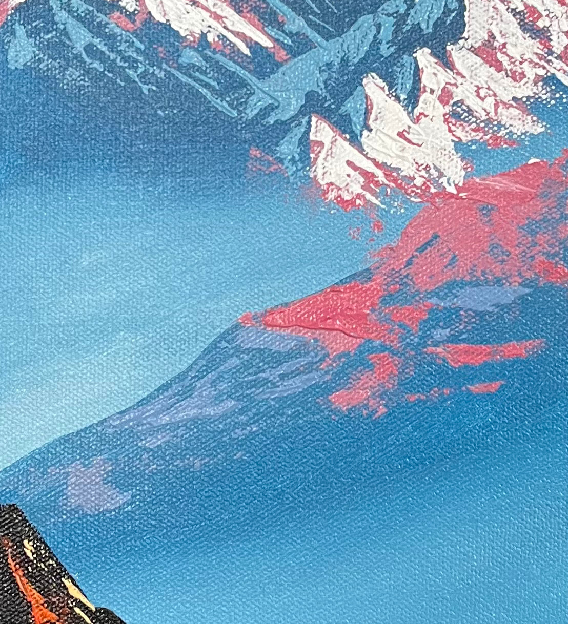 Majestic Mount Everest Oil Painting with Trekkers