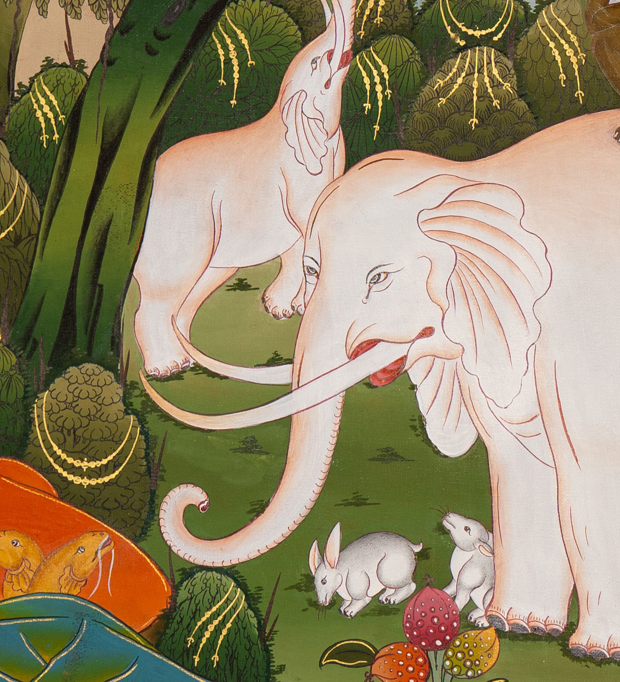 Four Harmonious Friends Thangka