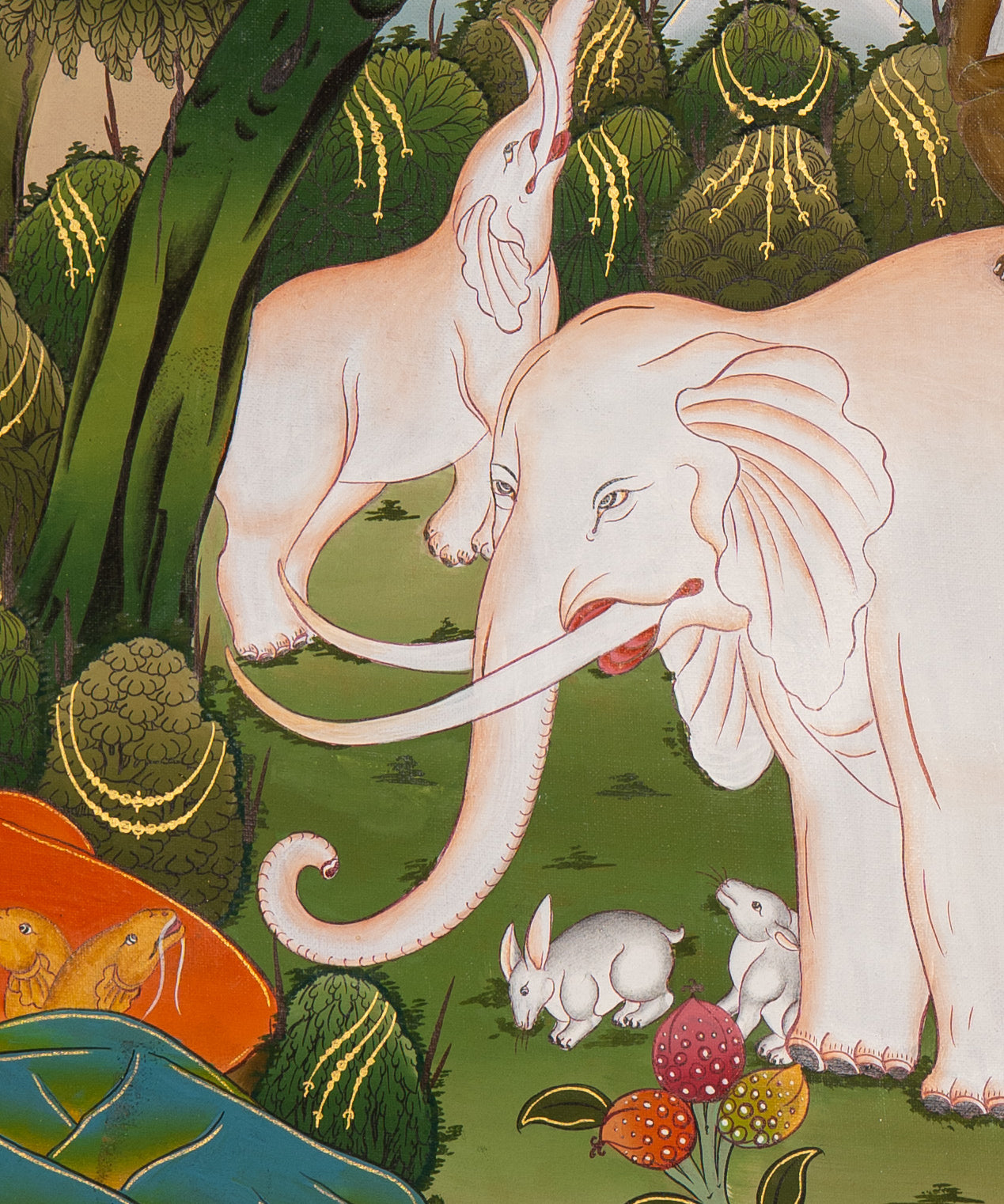Four Harmonious Friends Thangka