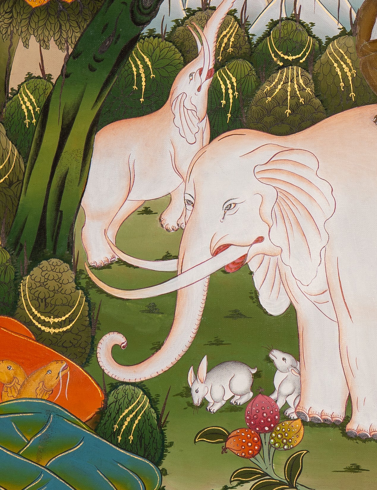 Four Harmonious Friends Thangka