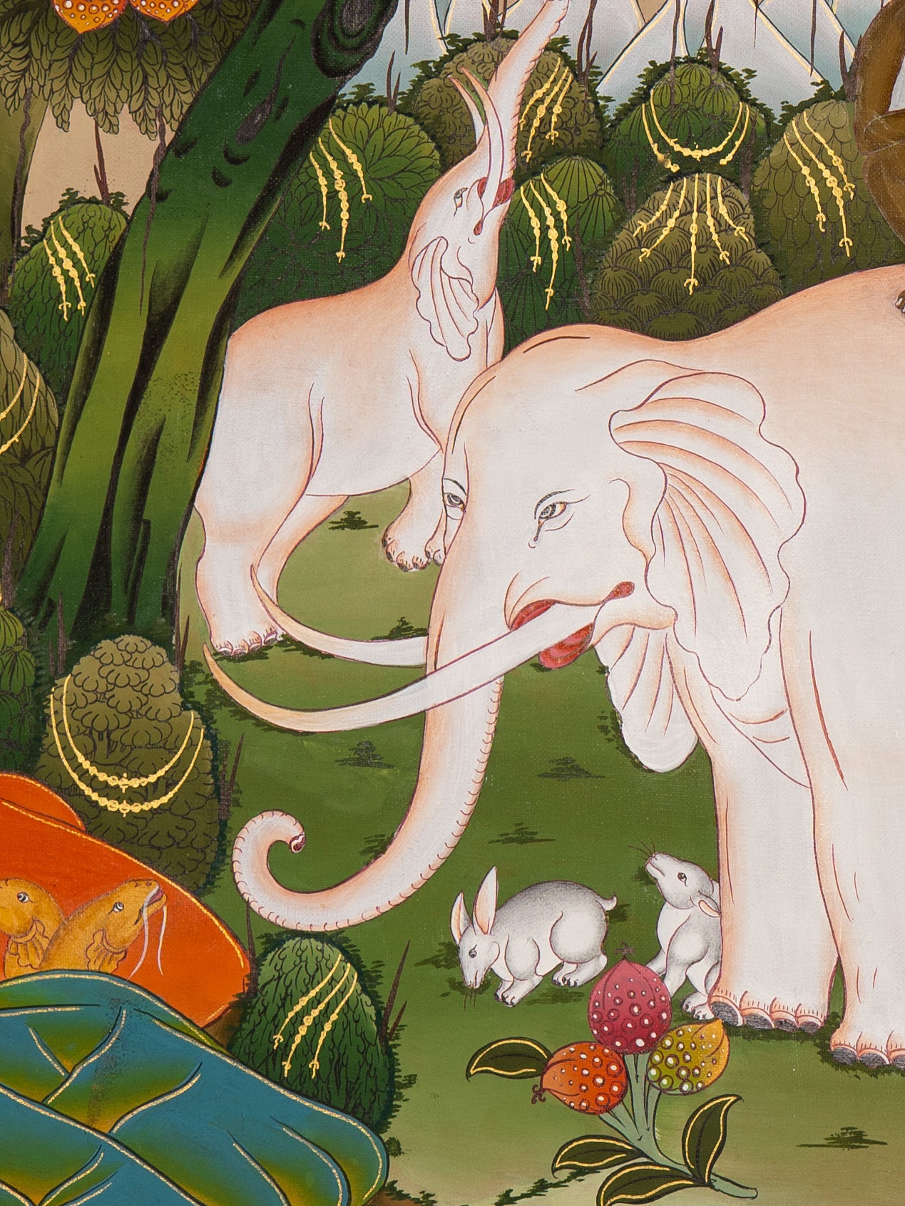 Four Harmonious Friends Thangka