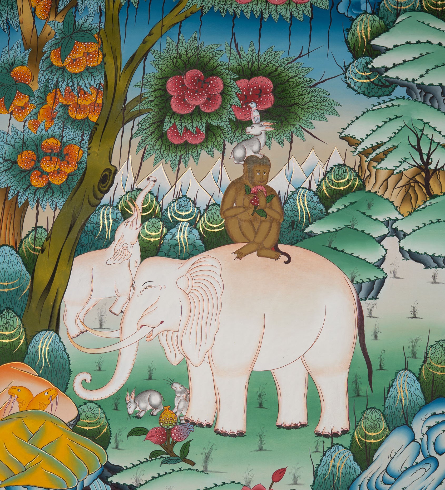 Four Friends Thangka - Tibetan Painting
