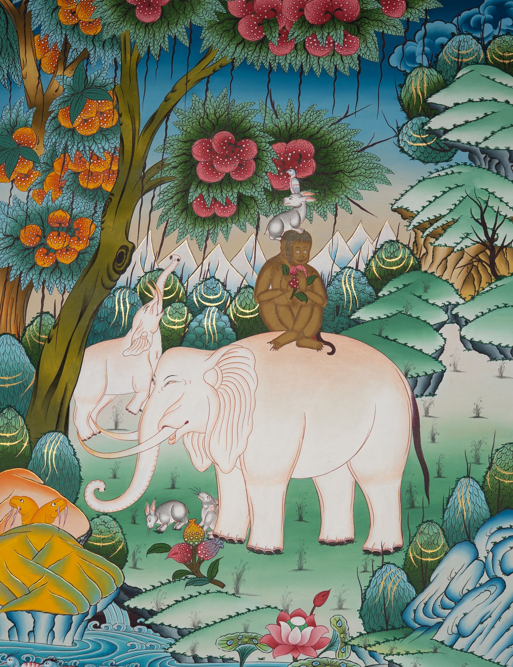 Four Friends Thangka - Tibetan Painting