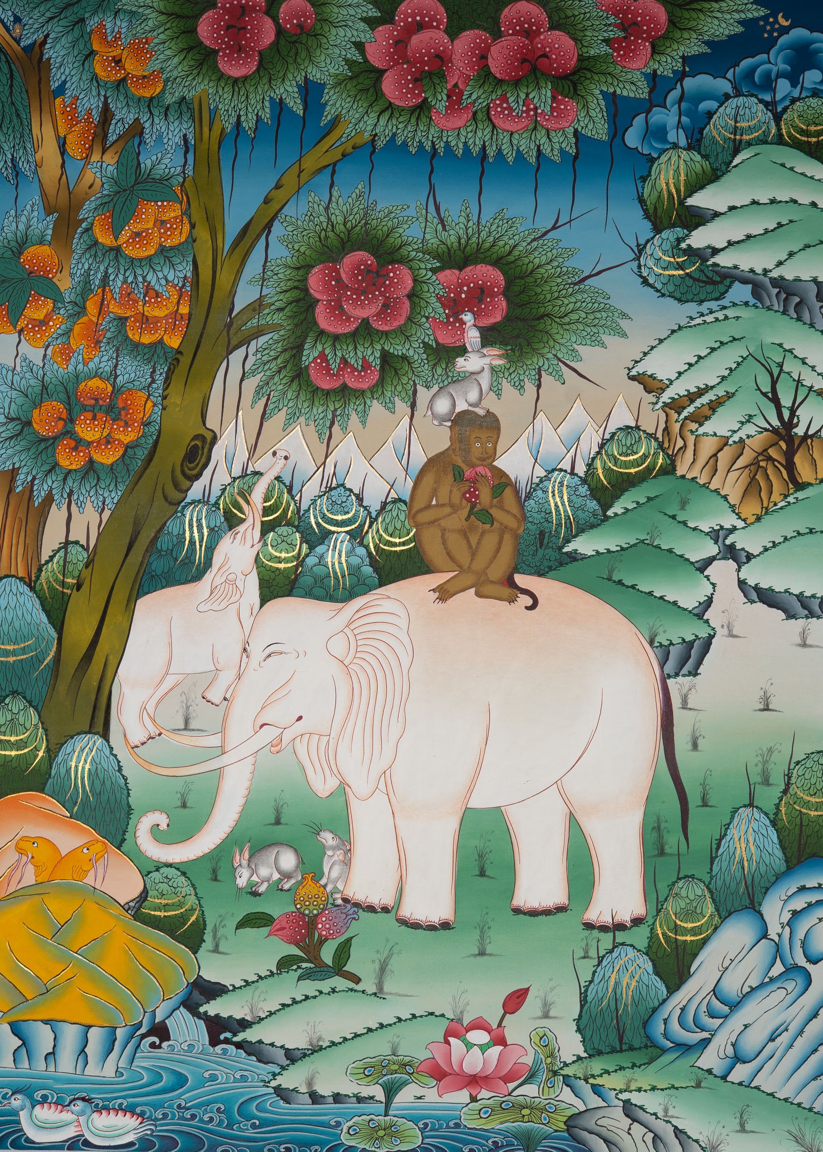 Four Friends Thangka - Tibetan Painting