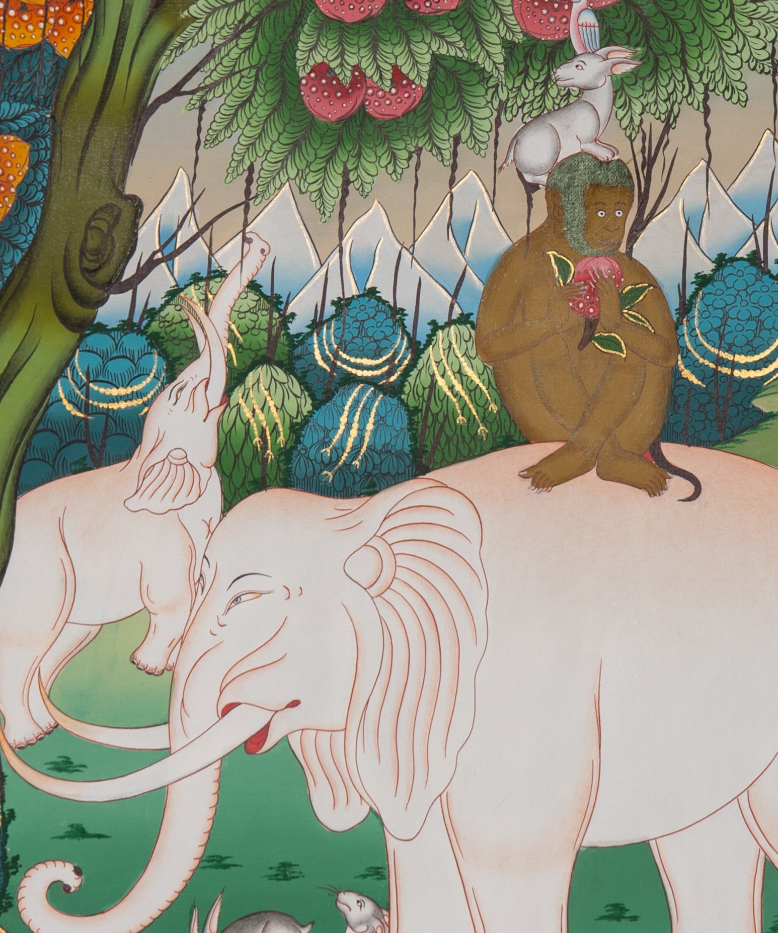 Four Harmonious Friends - Tibetan Thangka