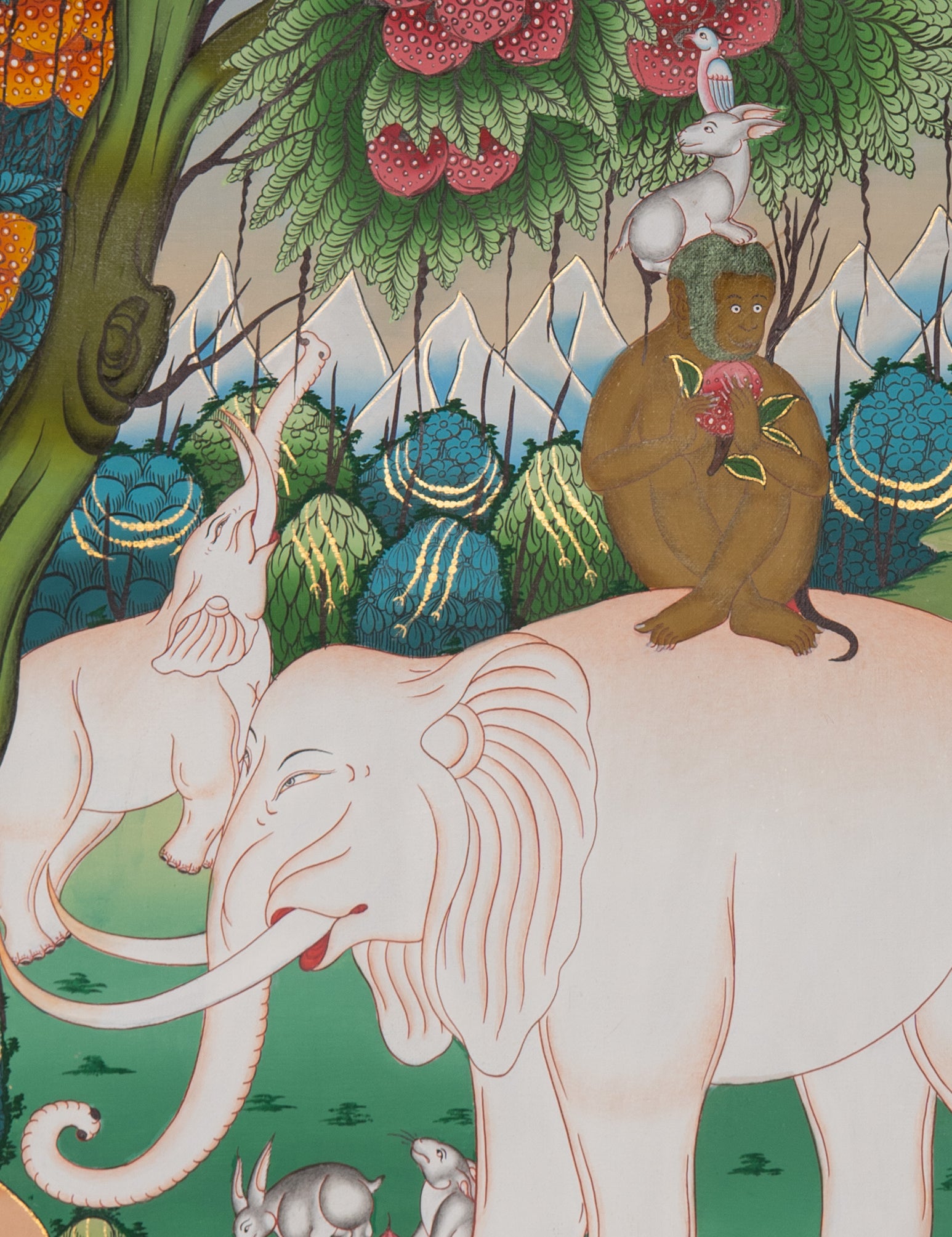 Four Harmonious Friends - Tibetan Thangka