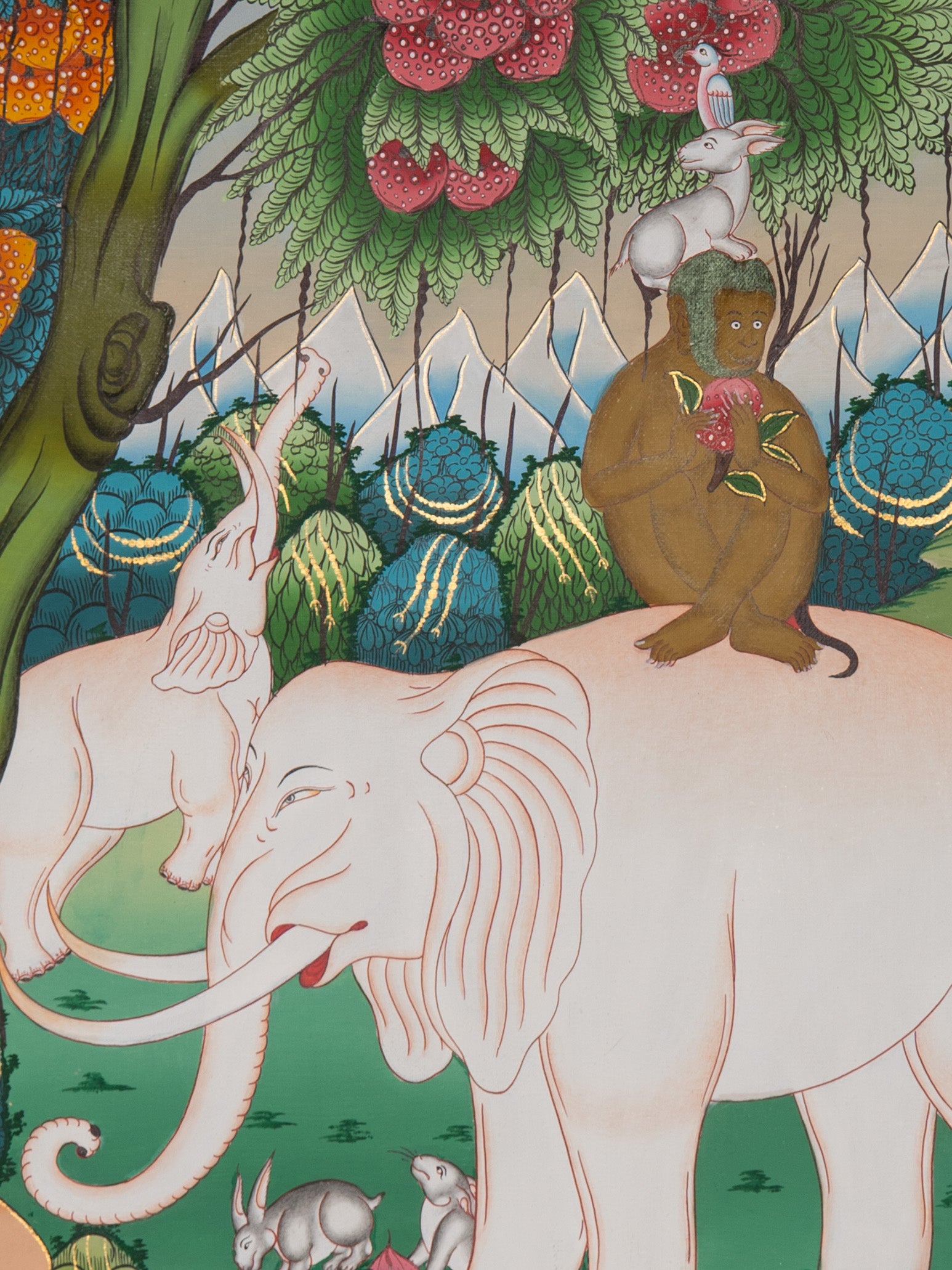 Four Harmonious Friends - Tibetan Thangka