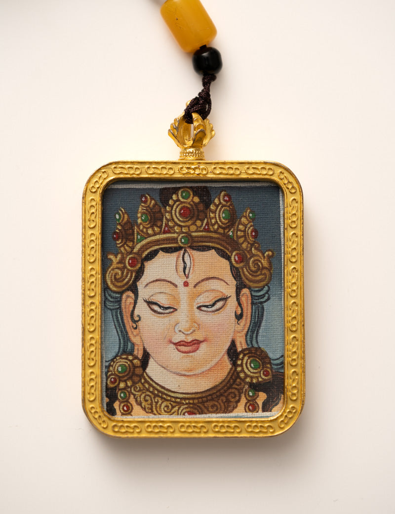 White Tara Ghau Thangka Locket