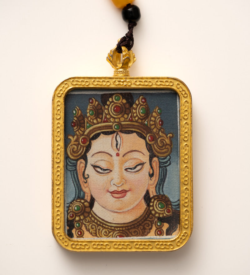 White Tara Ghau Thangka Locket