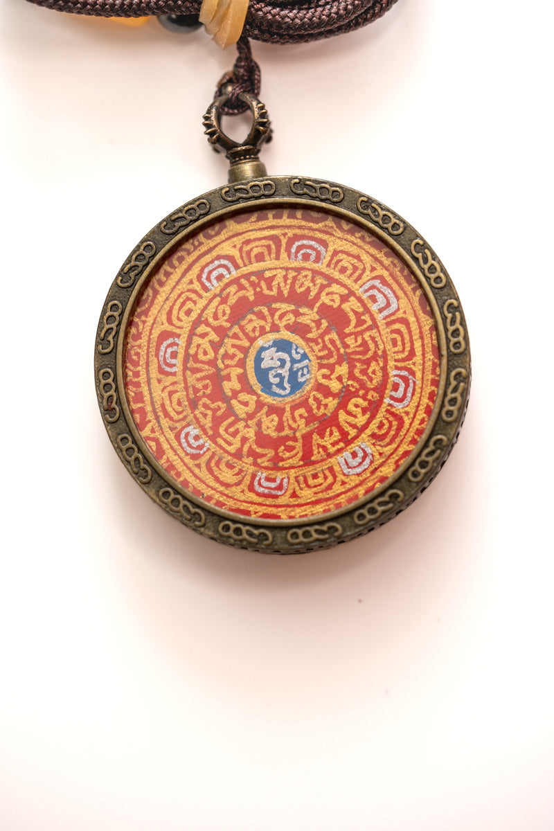 Tibetan Om Ghau Thangka with Locket