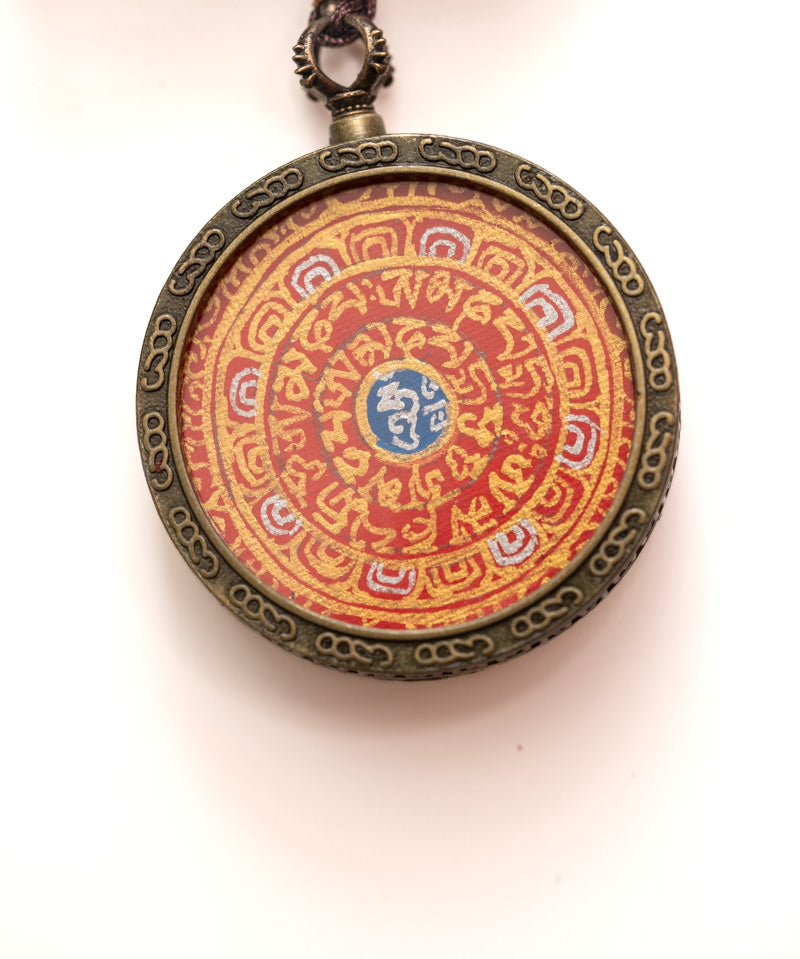 Tibetan Om Ghau Thangka with Locket