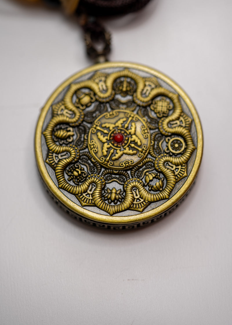 Tibetan Om Ghau Thangka with Locket