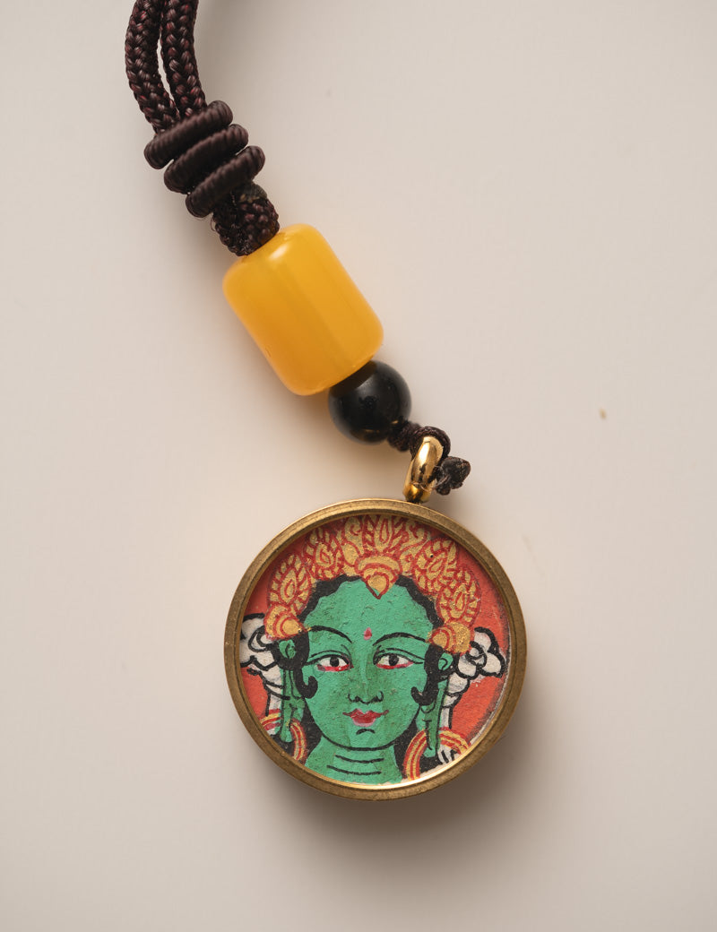 Green Tara Ghau Thangka with Locket
