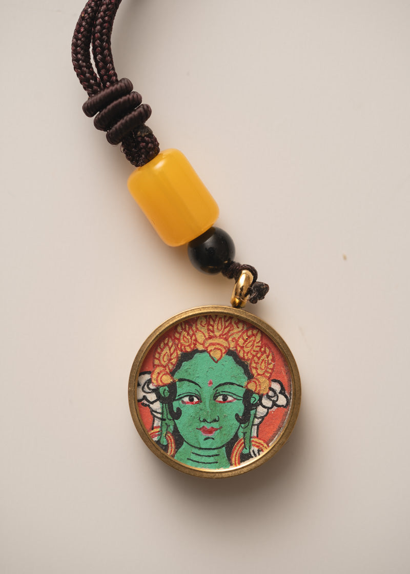 Green Tara Ghau Thangka with Locket