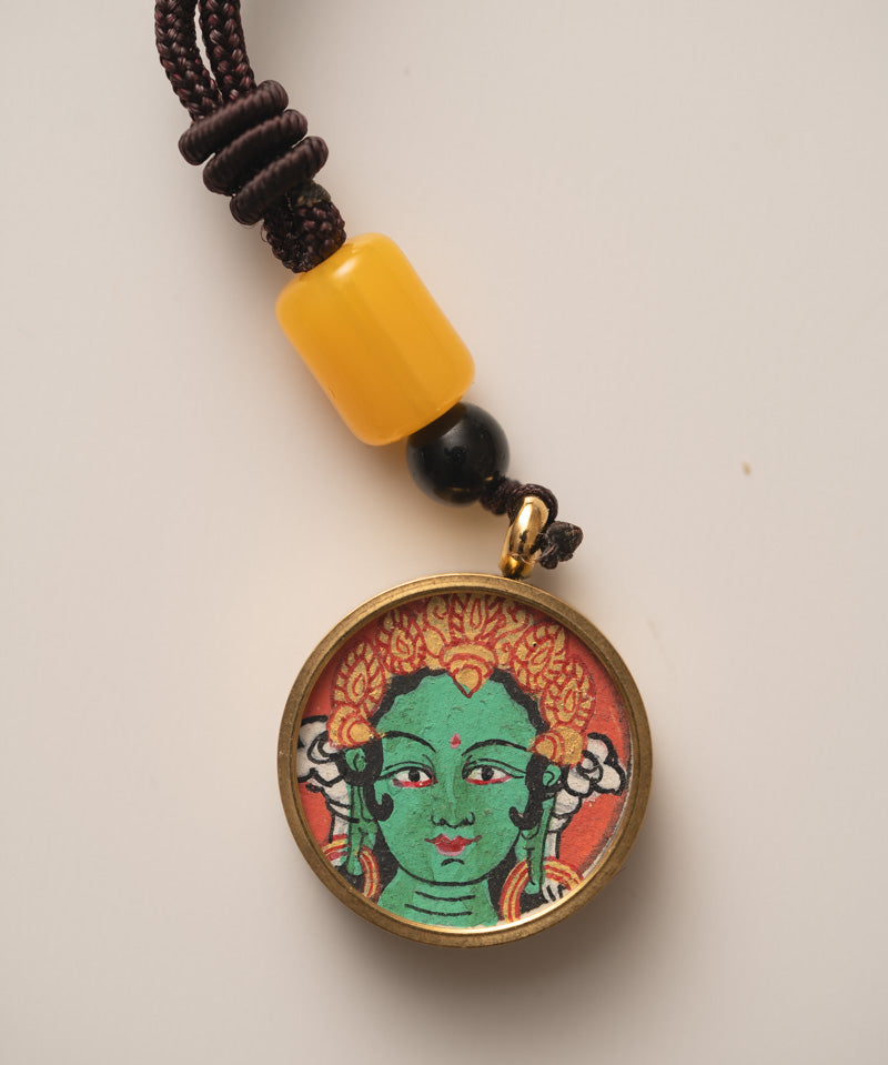 Green Tara Ghau Thangka with Locket