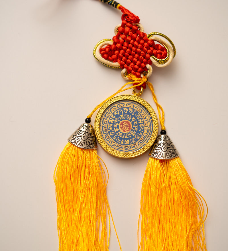 Handpainted Tibetan Om Mantra Locket with Tassel