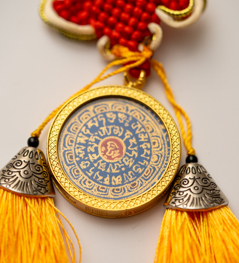 Handpainted Tibetan Om Mantra Locket with Tassel