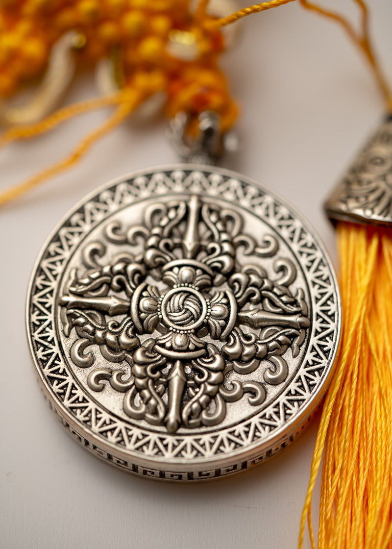 Tibetan Om Mantra Locket with Tassel